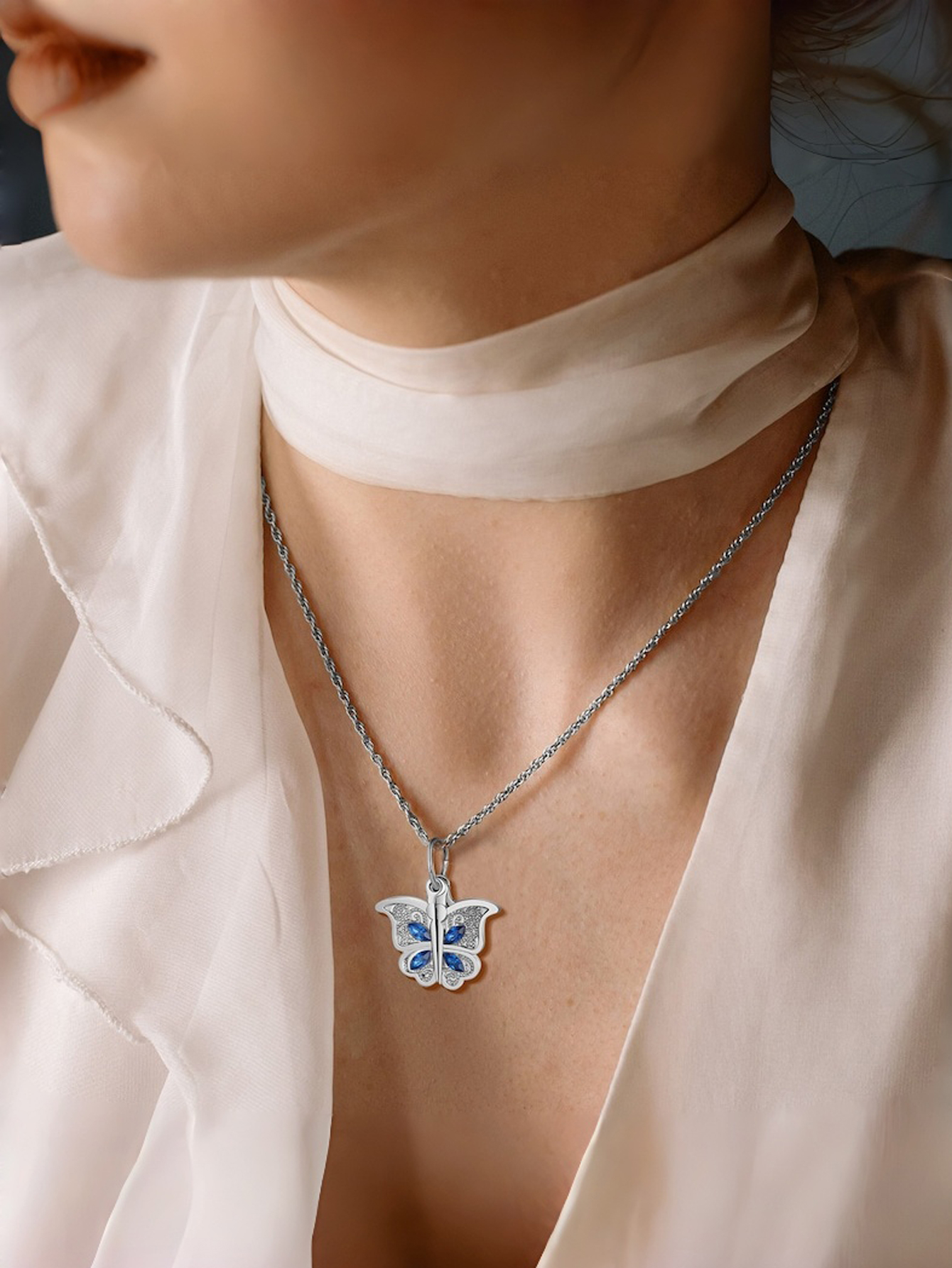 Ladies' Butterfly Photo Pendant Necklace Couples' Custom Photo Pendant Necklace